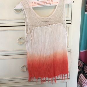 mesh orange/white tank w/ tassels